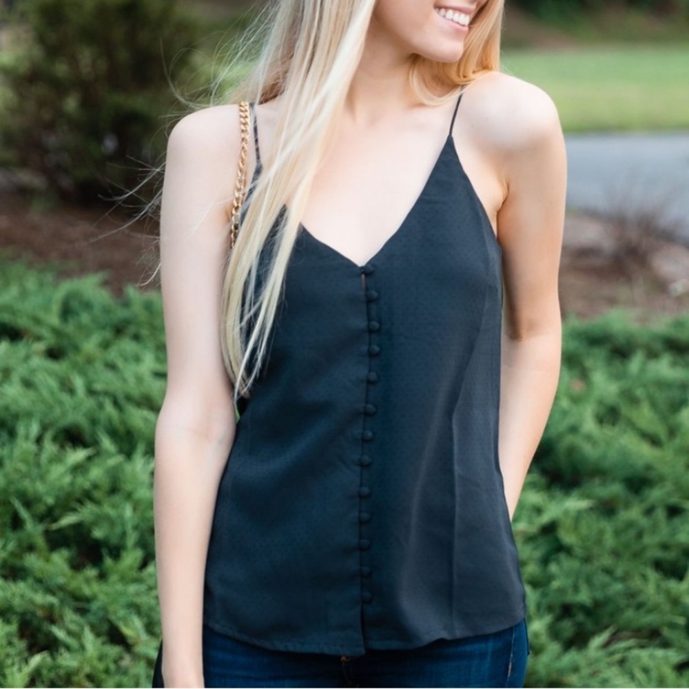 Button front cami tank navy size 2